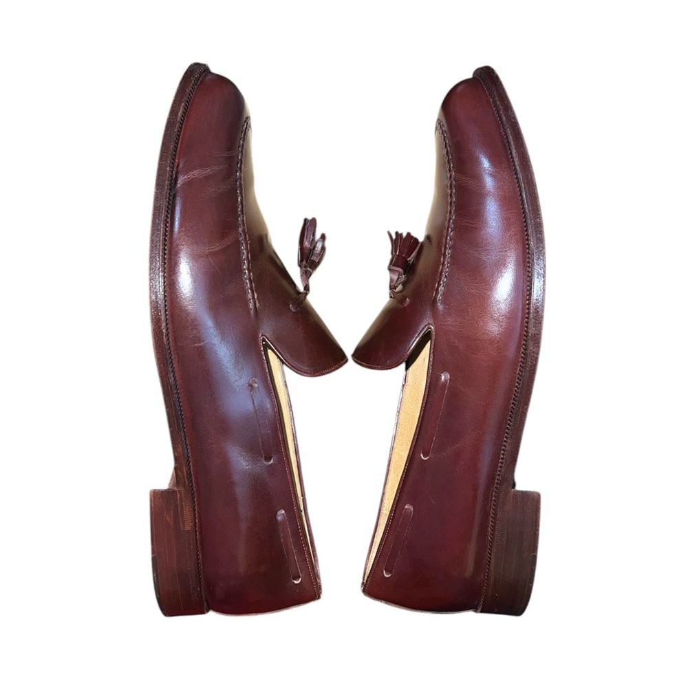 Lopez Taibo Men’s Handmade Brown Leather Loafers Size 10.5 Slip On Tassel Shoes - Picture 5 of 12
